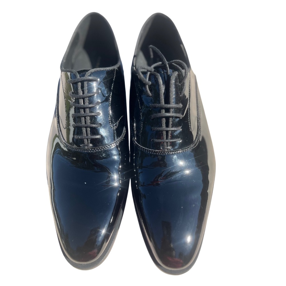 Zara Man Black Patent Leather Oxford Dress Shoes Mens Size 40 Formal Tuxedo